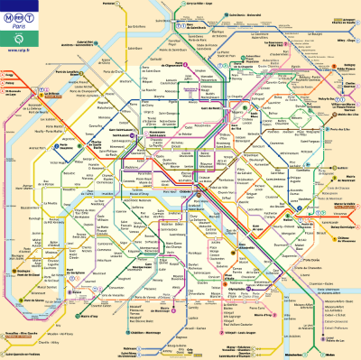 Paris RER, Metro map
